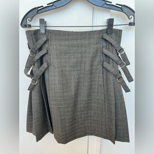 Sandro Yolanda pleated houndstooth tweed mini skirt